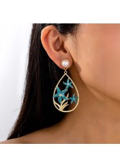 Blue Color Droplet Alloy Detail Earrings