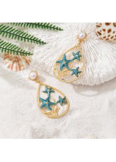 Blue Color Droplet Alloy Detail Earrings | thumb picture 