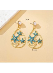 Blue Color Droplet Alloy Detail Earrings | thumb picture 