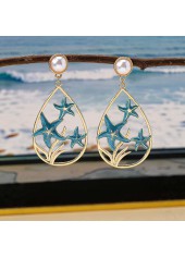Blue Color Droplet Alloy Detail Earrings | thumb picture 