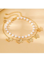 Golden Color Butterfly Pearl Design Anklets | thumb picture 