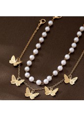 Golden Color Butterfly Pearl Design Anklets | thumb picture 
