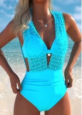 Tummy Coverage Cyan One Piece Swimwear and Bra
