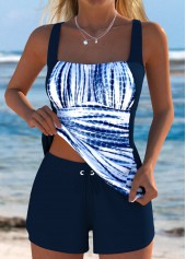 Tummy Coverage Mid Waisted Tie Dye Print Tankini Set | thumb picture 