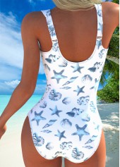 Marine Life Print White One Piece Swimwear | thumb picture 