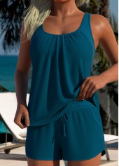 Layered Mid Waisted Peacock Blue Tankini Set | thumb picture 