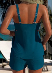 Layered Mid Waisted Peacock Blue Tankini Set | thumb picture 