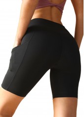 Black High Stretch Skinny Elastic Waist Fitted Sports Shorts | thumb picture 