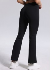 Black Flare Leg Elastic Waist High Waisted Leggings | thumb picture 