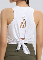 White Sleeveless Round Neck Sports Top | thumb picture 