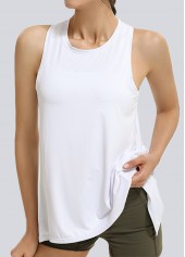 White Sleeveless Round Neck Sports Top | thumb picture 