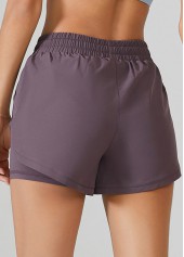 Dusty Purple Breathable Skinny Elastic Waist Fitted Sports Shorts | thumb picture 