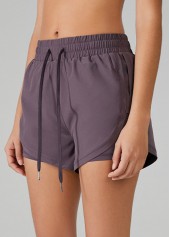 Dusty Purple Breathable Skinny Elastic Waist Fitted Sports Shorts | thumb picture 