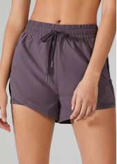 Dusty Purple Breathable Skinny Elastic Waist Fitted Sports Shorts | thumb picture 