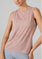 Pink Sleeveless Round Neck Sports Top | thumb picture 