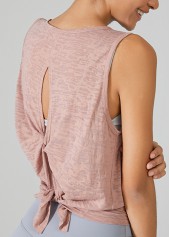 Pink Sleeveless Round Neck Sports Top | thumb picture 