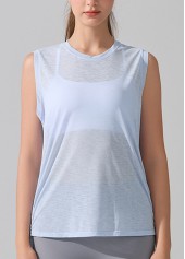 Light Blue Sleeveless Round Neck Sports Top | thumb picture 