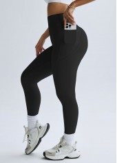 Black Skinny Elastic Waist High Waisted Leggings