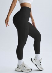 Black Skinny Elastic Waist High Waisted Leggings | thumb picture 