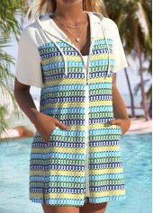 Tummy Coverage Multi Stripe Print Cyan Cover Up | thumb picture 