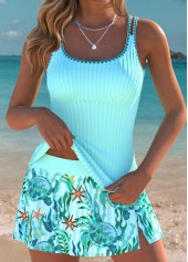 Tummy Coverage Mid Waisted Marine Life Print Tankini Set