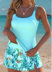 Tummy Coverage Mid Waisted Marine Life Print Tankini Set | thumb picture 
