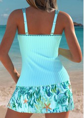 Tummy Coverage Mid Waisted Marine Life Print Tankini Set | thumb picture 
