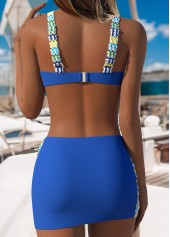 Pull On Mid Waisted Striped Blue Bikini Set | thumb picture 