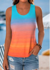 Multi Color Ombre Sleeveless Round Neck Tank Top | thumb picture 