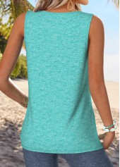 Mint Green Tummy Coverage Tropical Plants Print Tank Top | thumb picture 