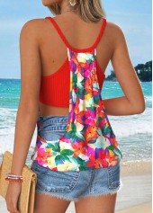 Multi Color Fake 2in1 Floral Print Strappy Tank Top | thumb picture 