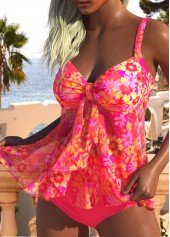 Tummy Coverage Hot Pink Floral Print Tankini Set