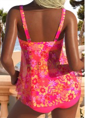 Tummy Coverage Hot Pink Floral Print Tankini Set | thumb picture 
