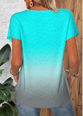 Cyan Tummy Coverage Ombre Short Sleeve T Shirt | thumb picture 