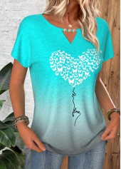 Cyan Tummy Coverage Ombre Short Sleeve T Shirt | thumb picture 