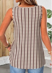 Dark Coffee Button Sleeveless V Neck Tank Top | thumb picture 