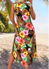 Multi Color Tummy Coverage Floral Print Sleeveless Dress | thumb picture 