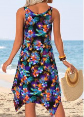 Multi Color Tummy Coverage Floral Print Sleeveless Dress | thumb picture 