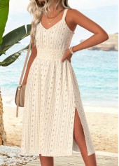 Beige Tummy Coverage Strappy V Neck Dress | thumb picture 