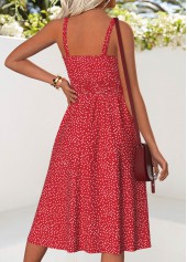 Red Tummy Coverage Polka Dot Strappy V Neck Dress | thumb picture 