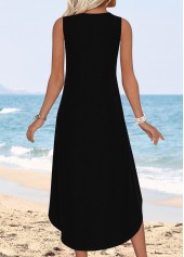 Black Tummy Coverage Leaf Print Sleeveless V Neck Dress | thumb picture 