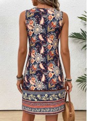 Multi Color Tummy Coverage Tribal Print Short Sleeveless Dress | thumb picture 