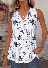 White Tummy Coverage Floral Print Sleeveless Tank Top | thumb picture 