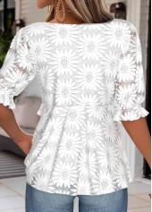 White Peplum Half Sleeve V Neck Blouse | thumb picture 