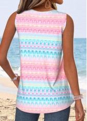 Multi Color Tummy Coverage Geometric Print Sleeveless Tank Top | thumb picture 