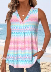 Multi Color Tummy Coverage Geometric Print Sleeveless Tank Top | thumb picture 
