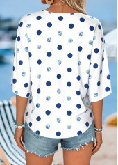White Polka Dot Half Sleeve V Neck Blouse | thumb picture 