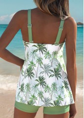 Tummy Coverage Sage Green Tropical Plants Print Tankini Set | thumb picture 