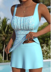 Tummy Coverage Mid Waisted Light Blue Tankini Set | thumb picture 