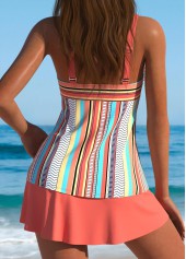 Tummy Coverage Mid Waisted Multi Stripe Print Tankini Set | thumb picture 